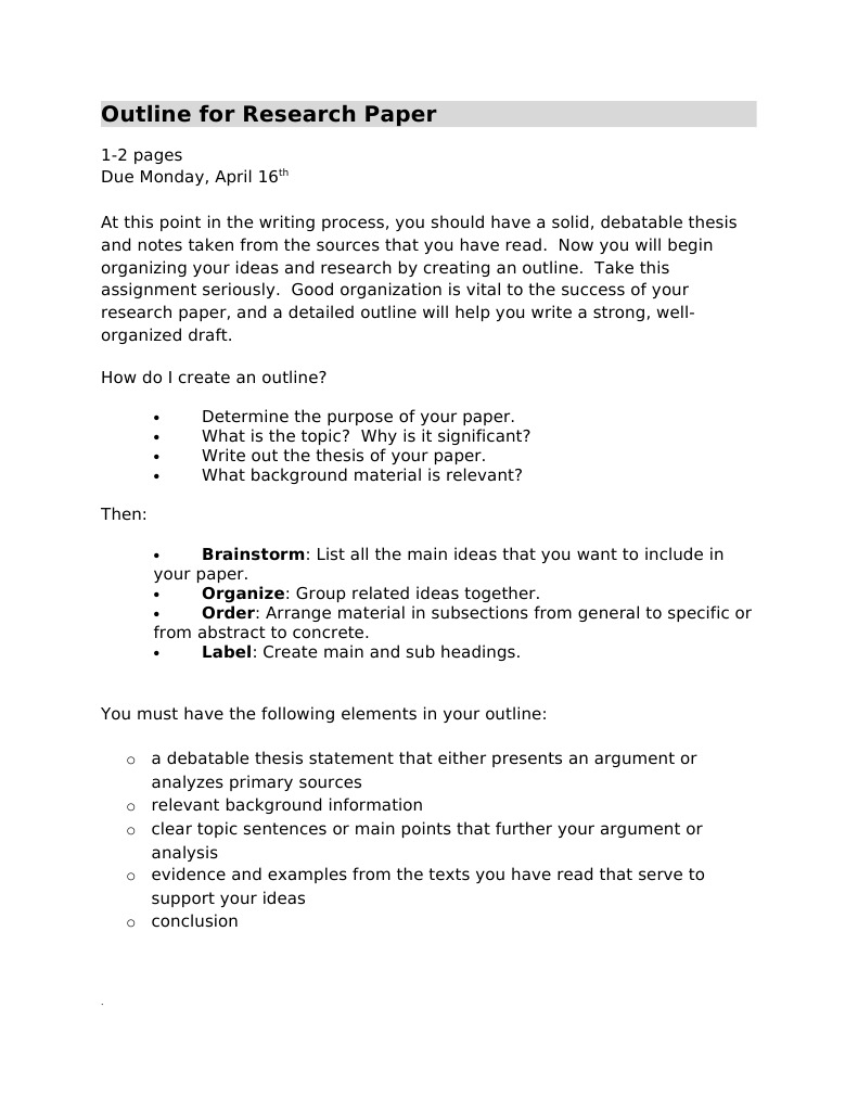 Outline For Research Paper With Sample Outline  PDF  Thesis