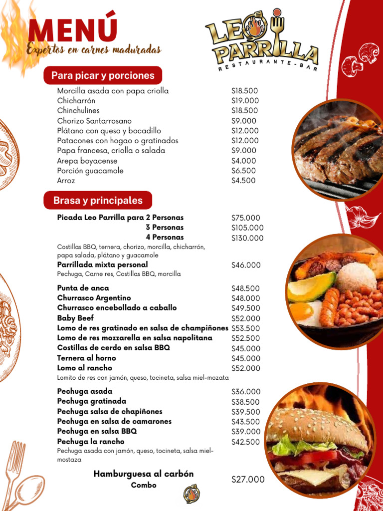 Menú de Leo a la Parrilla | PDF | Parilla | Cocinando