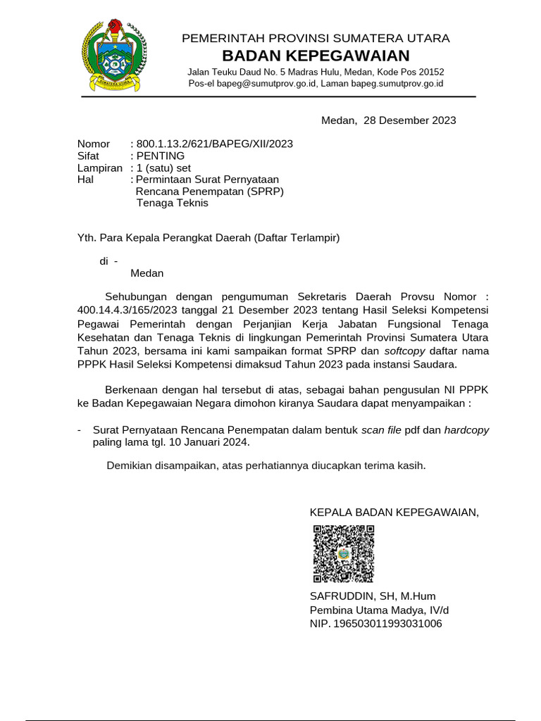 Permintaan SPRP Tenaga Teknis 2023 | PDF