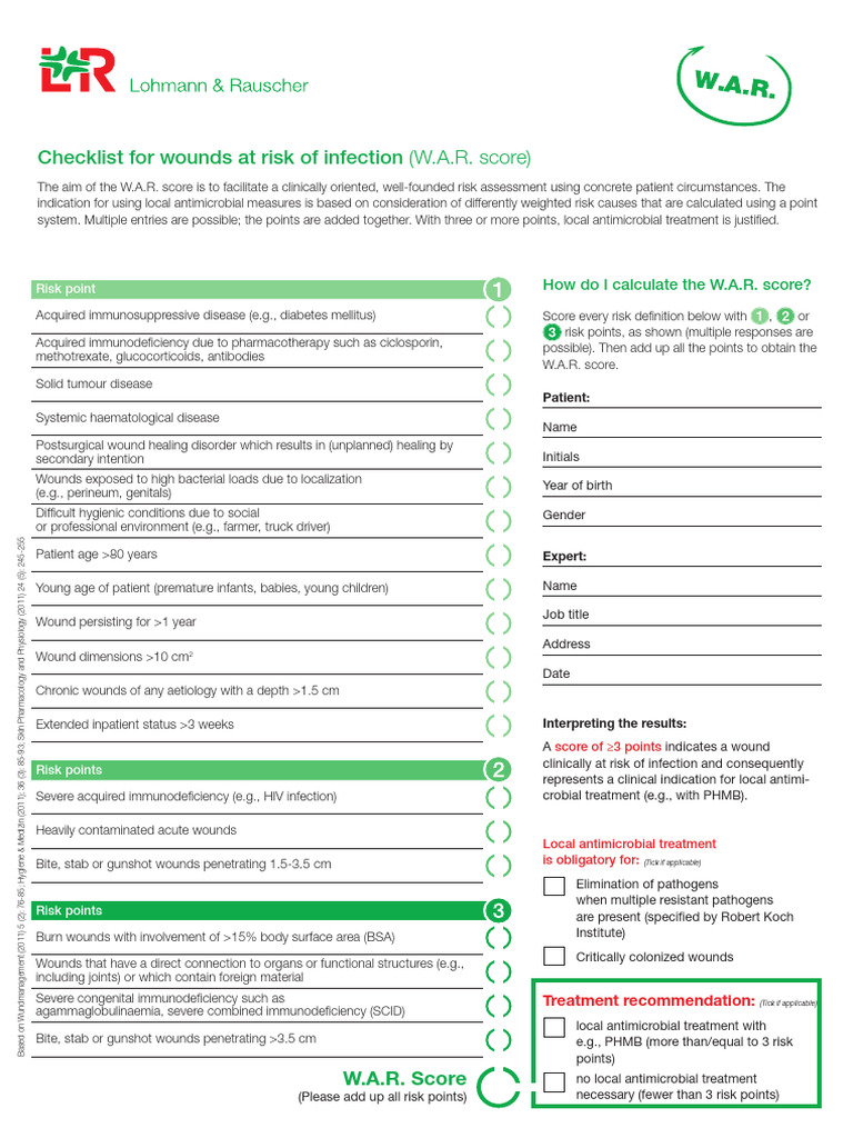 W.A.R. Score for Infection Risk Assessment | PDF | Wound | Infection