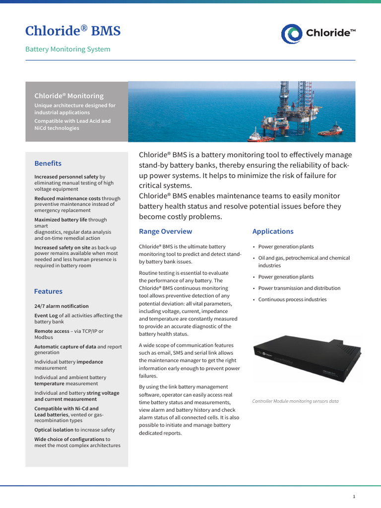 Chloride® BMS: Battery Monitoring System | PDF | Sensor | Reliability ...