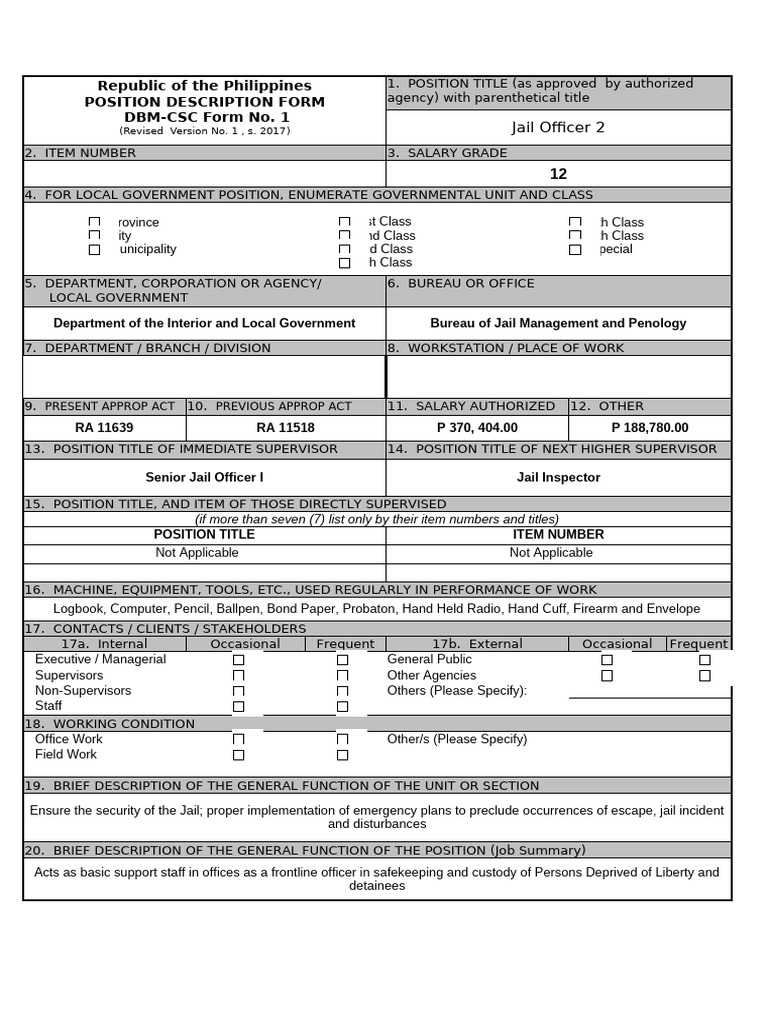 Jail Officer 2 Salary and Responsibilities | PDF