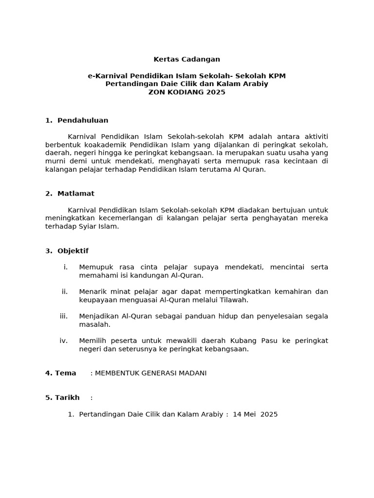 Ajk Pelaksana Daie Cilik Dan Kalam Arabiy SKMB 2025 | PDF