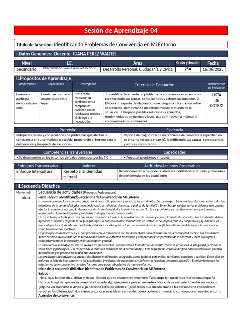 Sesion 04 DPCC 2° Juana | PDF | Aprendizaje | Toma de decisiones