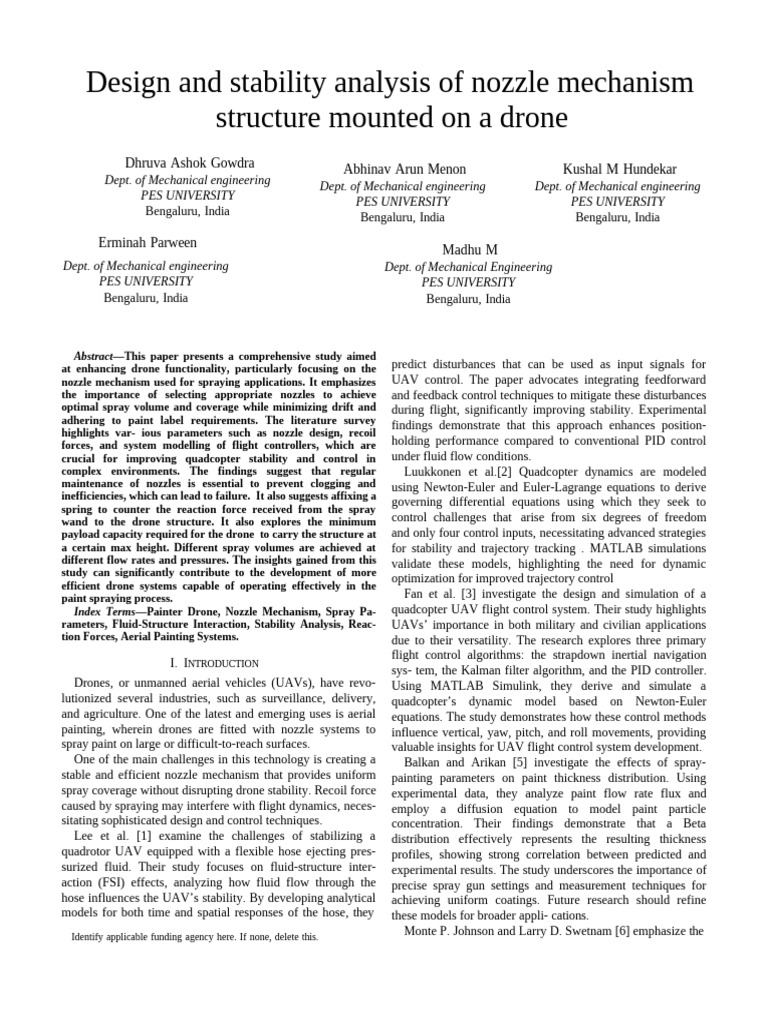 Drone Nozzle Mechanism Design & Stability | PDF | Unmanned Aerial ...