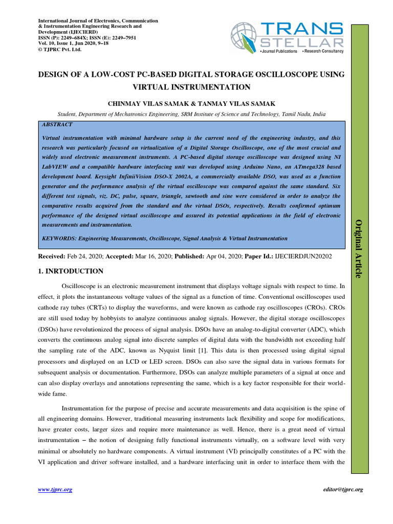 Design of A Low Cost PC Based Digital ST | PDF | Amplitude | Analog To ...