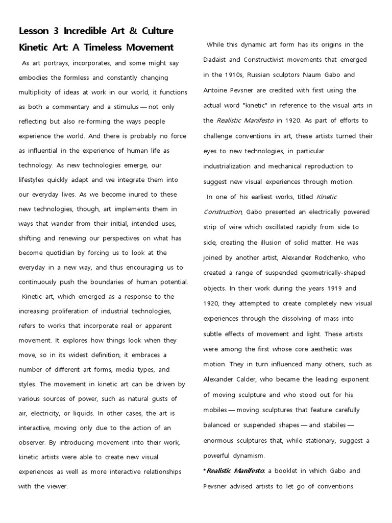 Lesson 3 Incredible Art %26amp%3B Culture | PDF | Musicology | The Arts