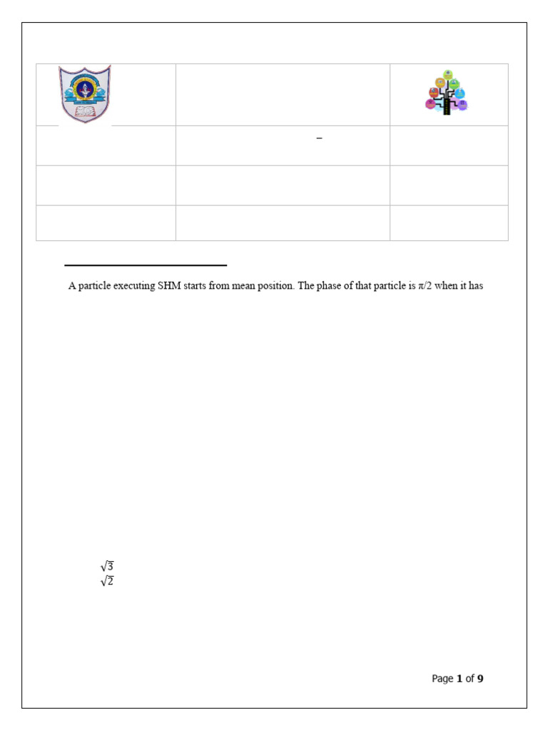 Oscillations and Waves Worksheet Answers | PDF | Waves | Oscillation