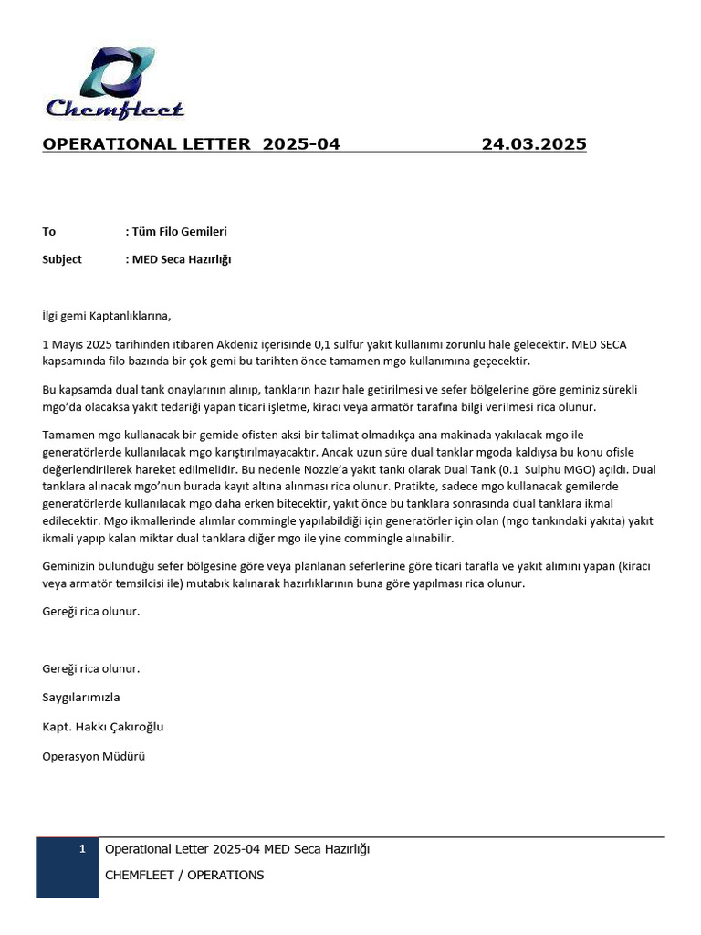 Operationa Letter 24.03.2025 | PDF