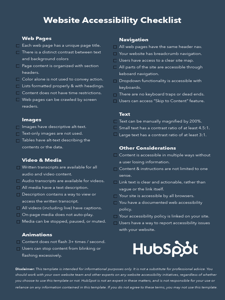 Website Accessibility Checklist | PDF | Websites | World Wide Web