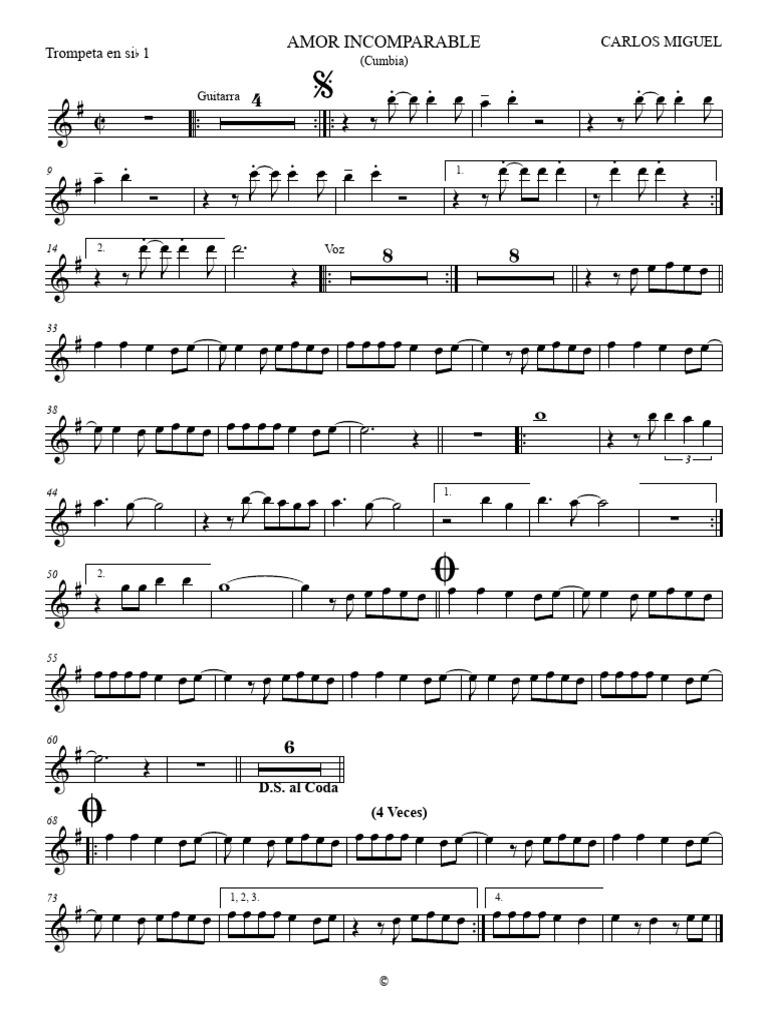Cumbia Sheet Music: Amor Incomparable | PDF