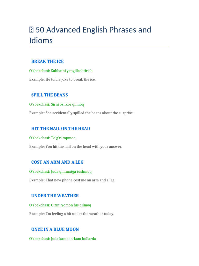 Advanced English Phrases & Idioms | PDF