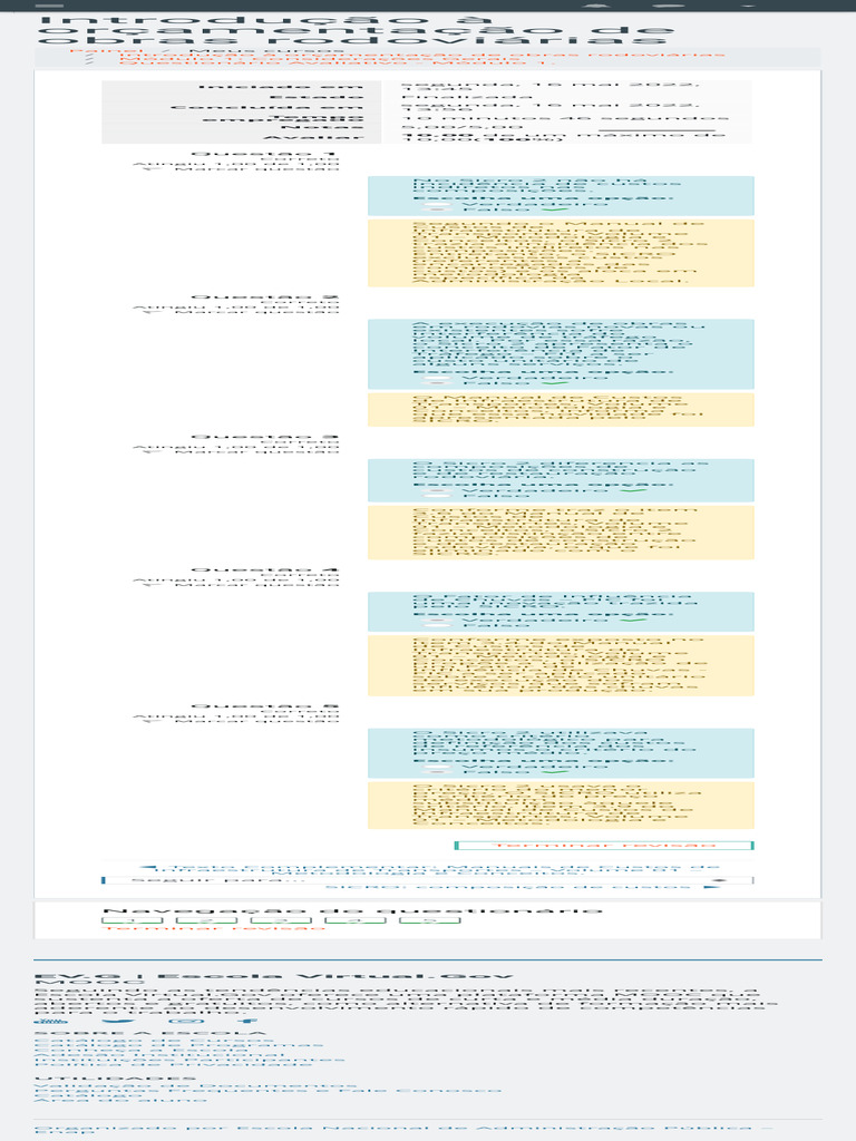 Questionário Avaliativo - Módulo 1. Revisão Da T | PDF