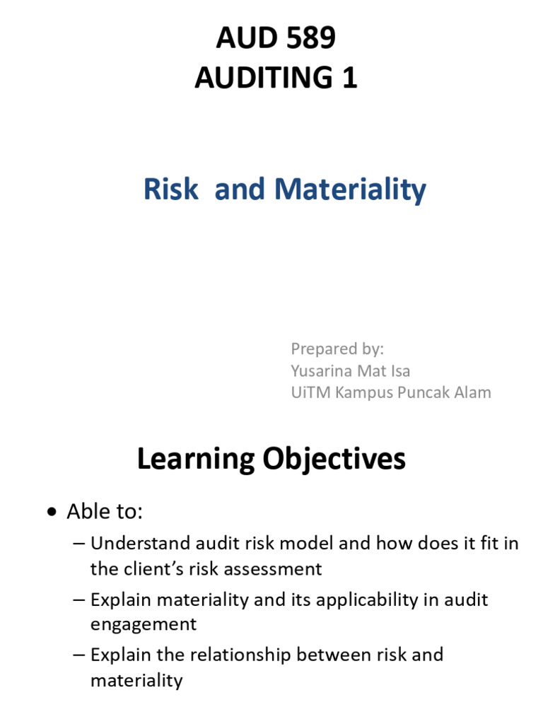 TOPIC 3e Risk and Materiality | PDF | Audit | Internal Control