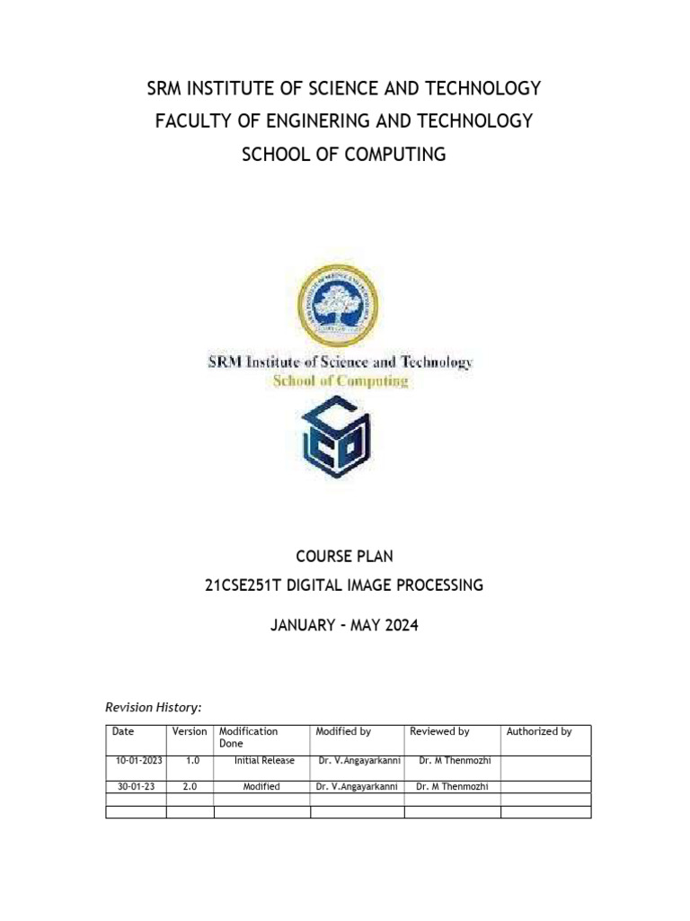 Digital Image Processing Course Plan | PDF | Data Compression ...