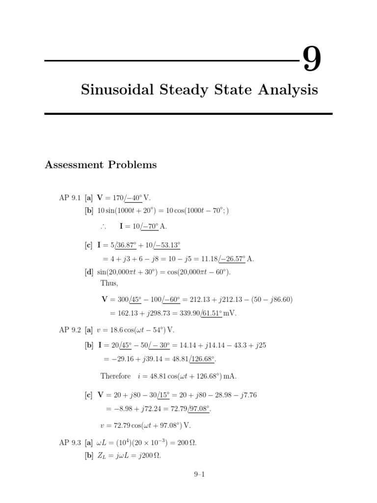 Sinusoidal Steady State Analysis Problems | PDF | Electrical Impedance ...