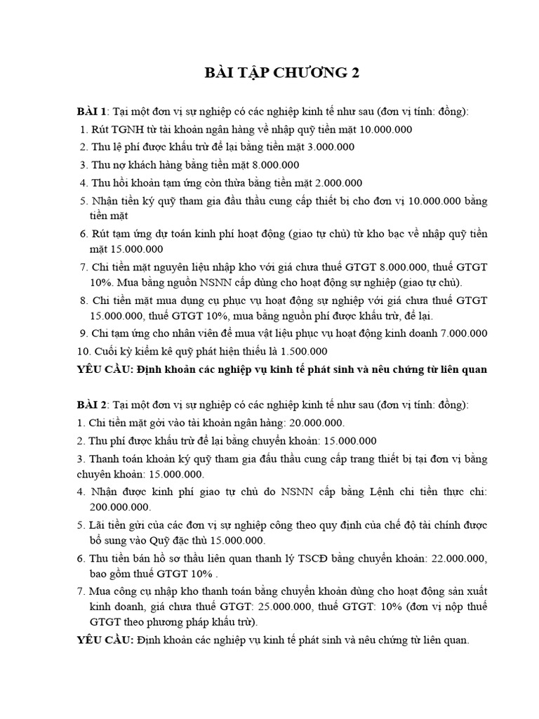 Chuong 2 - BT HCSN - Gui Lop Ngay 27.05.2025 | PDF