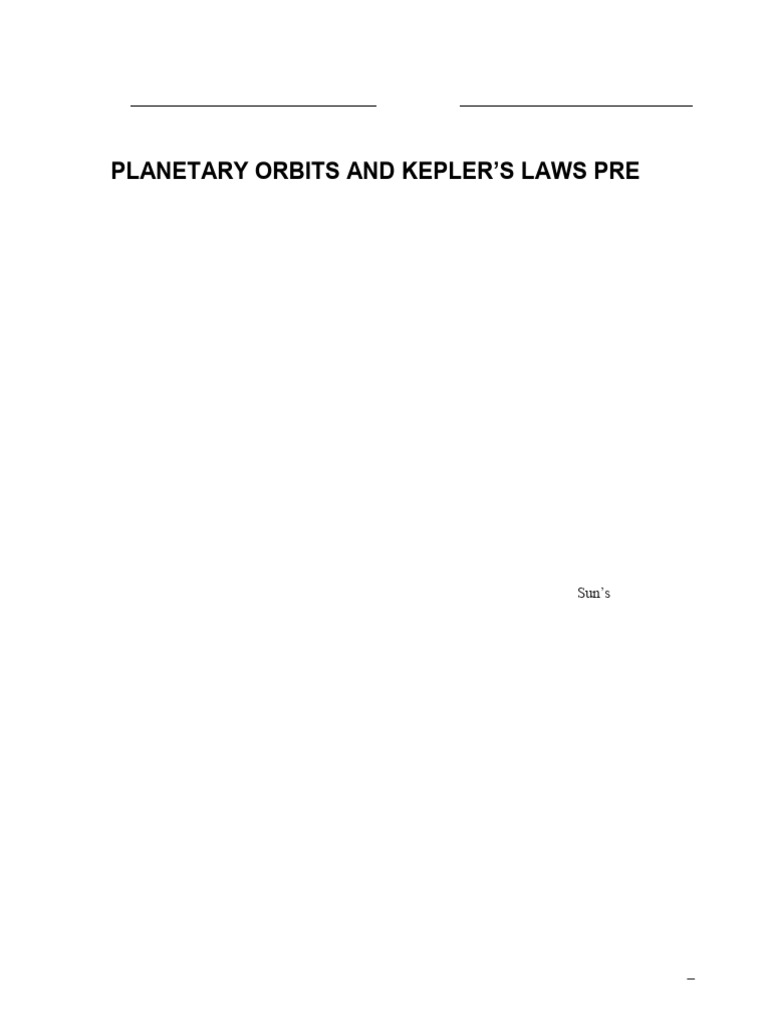Kepler s Laws And Planetary Orbits Lab PDF Apsis Orbit