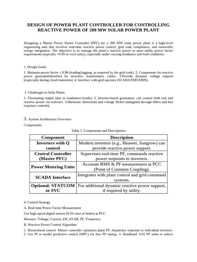 Solar Plant Reactive Power Control Design | PDF | Ac Power | Power Inverter