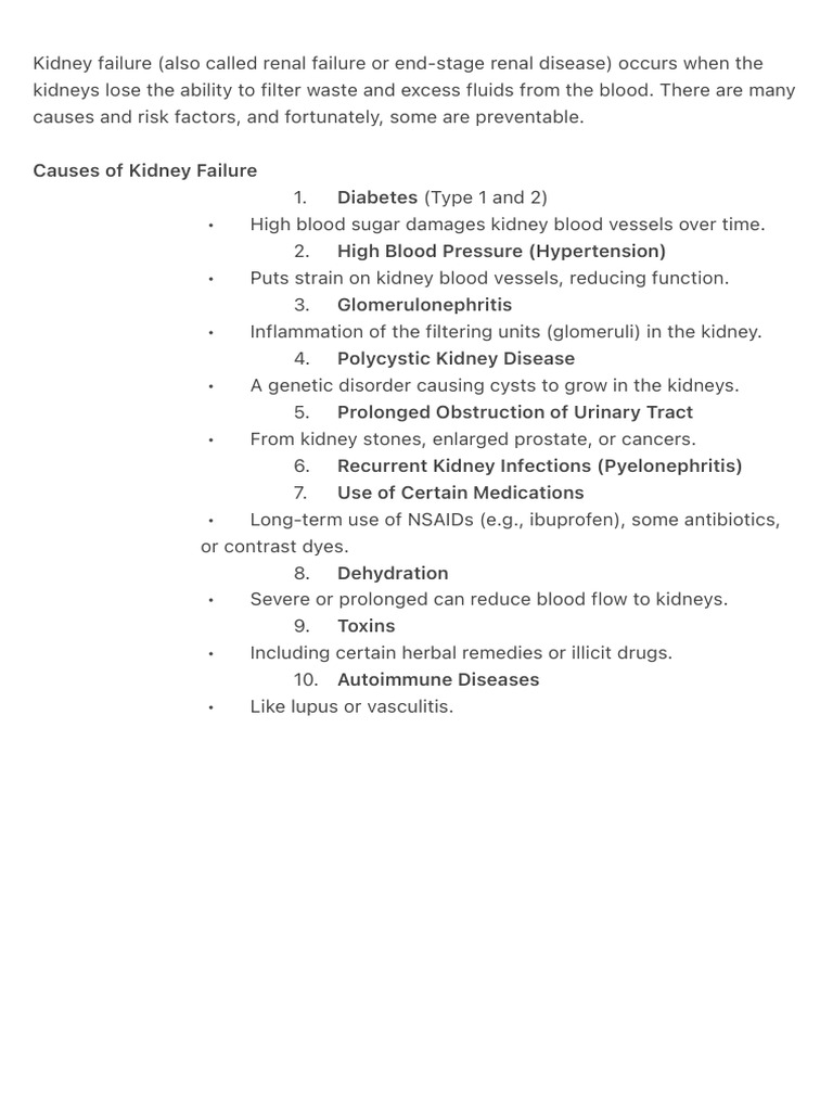 Kidney Failure (Also Called Renal Failure or End-Stage Renal Disease | PDF