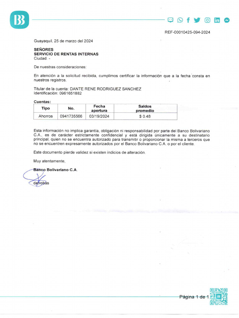 Certificado Bancario Pdf