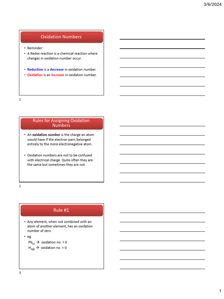 Understanding Oxidation Numbers and Rules | PDF | Redox | Chemical ...