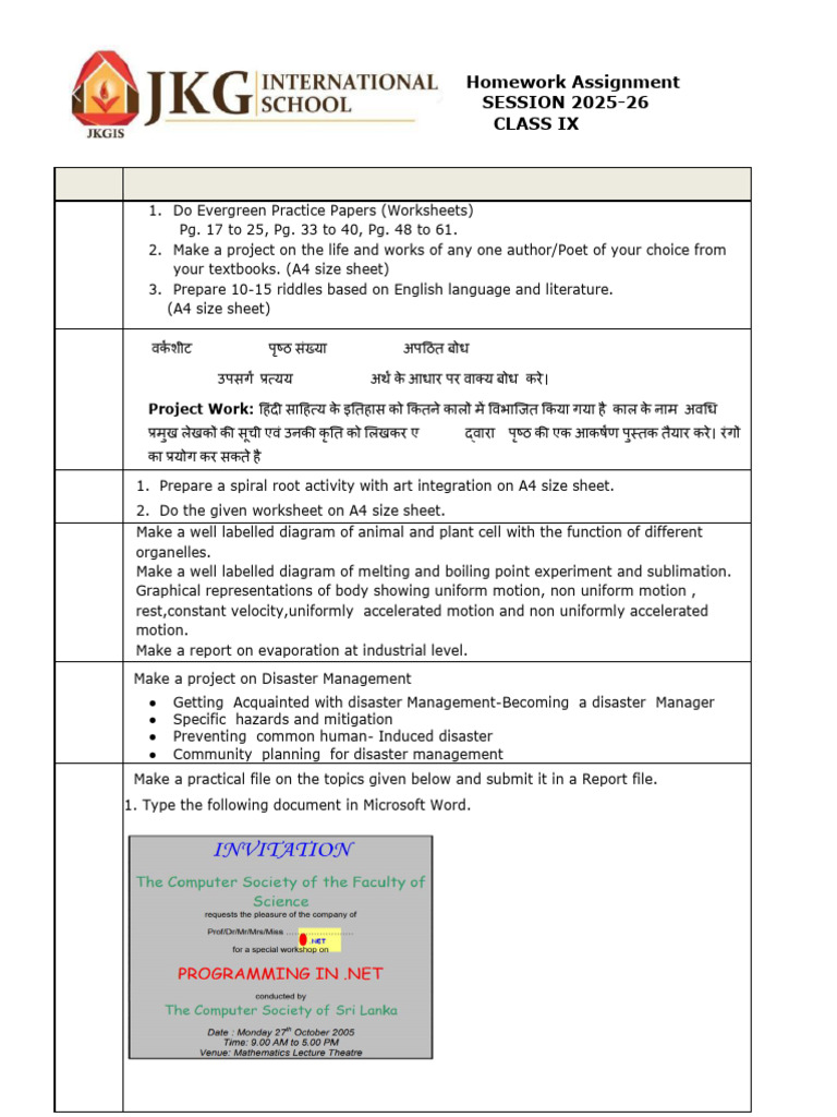 Class IX Homework Assignments 2025-26 | PDF | Arial | Typefaces