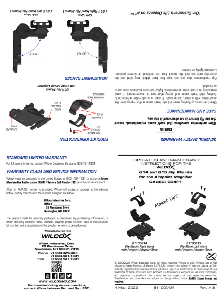 Wilcox Aimpoint Mount Operators Manual | PDF