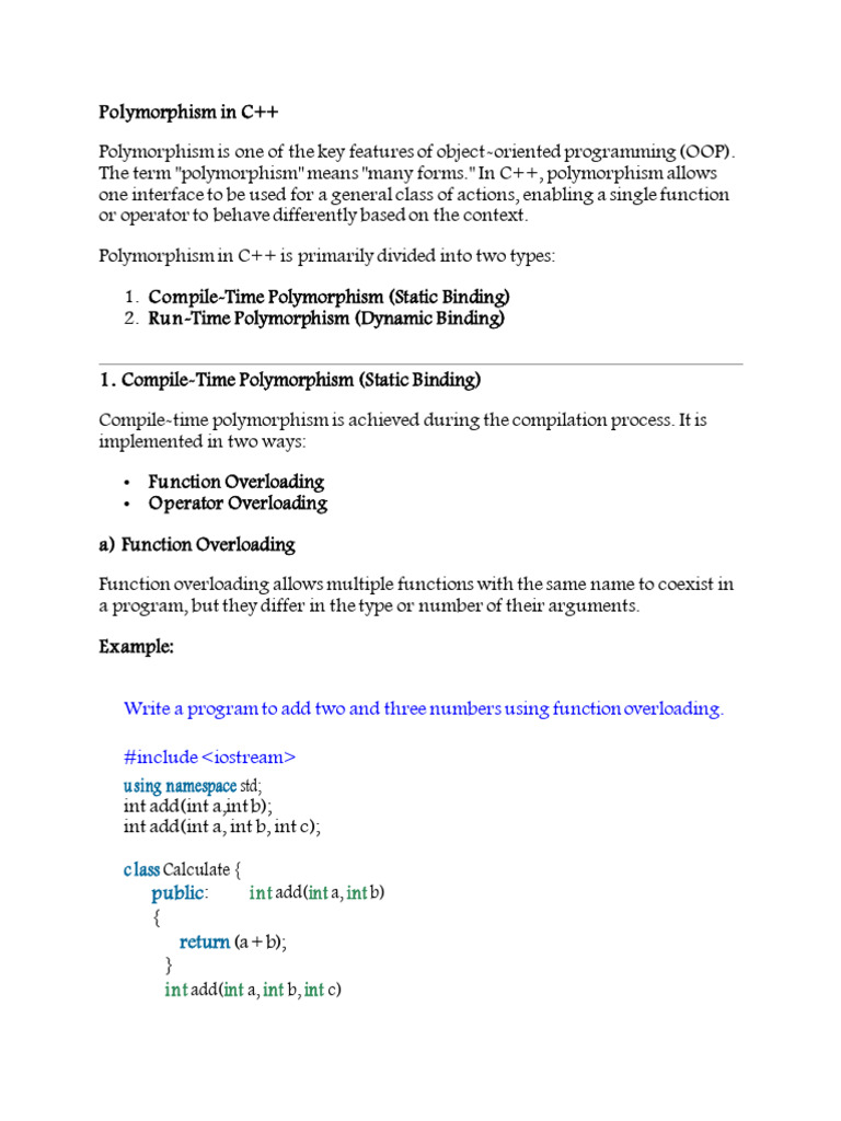 Polymorphism in C++ Explained | PDF | Inheritance (Object Oriented ...
