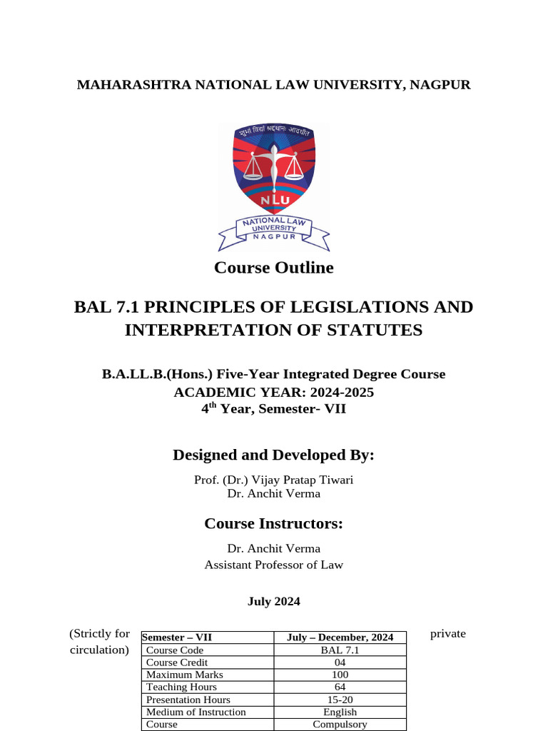 Principles of Legislation & Statutory Interpretation | PDF ...