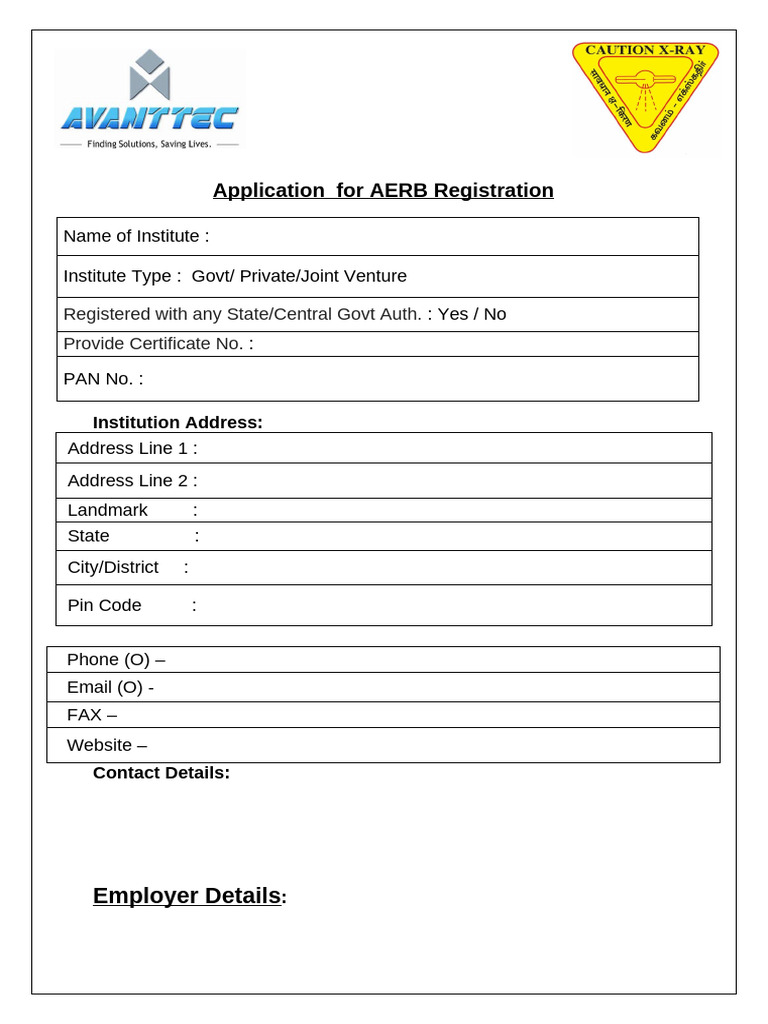 AERB Registration Application Form | PDF