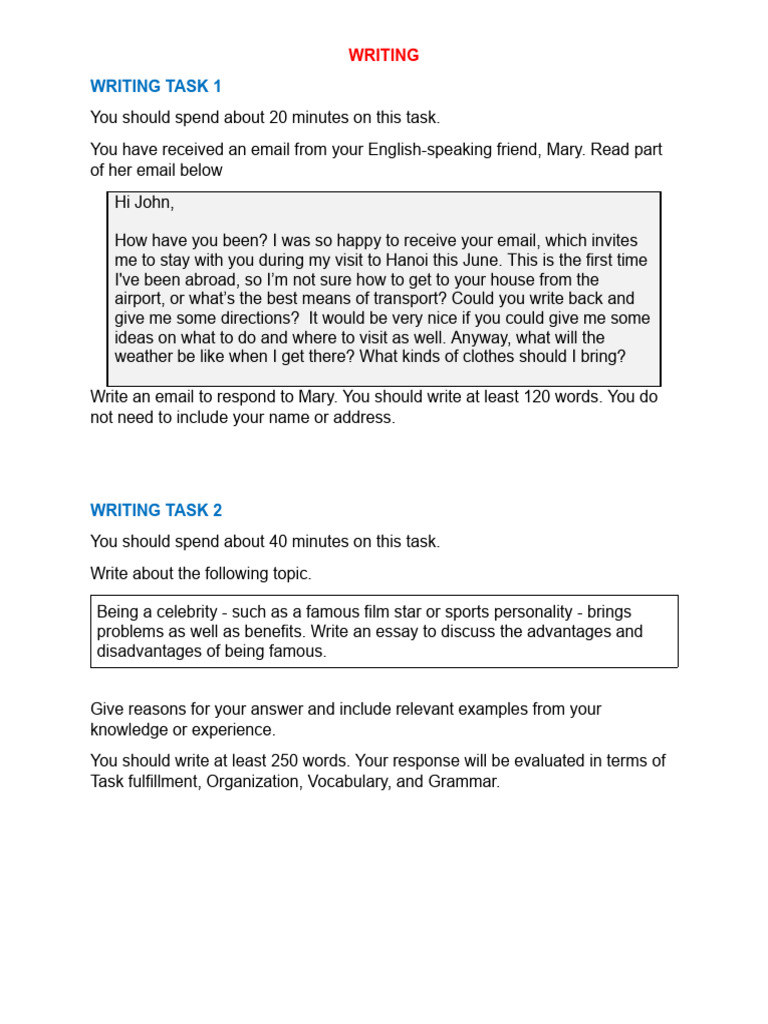 Writing and Speaking Tasks Guide | PDF