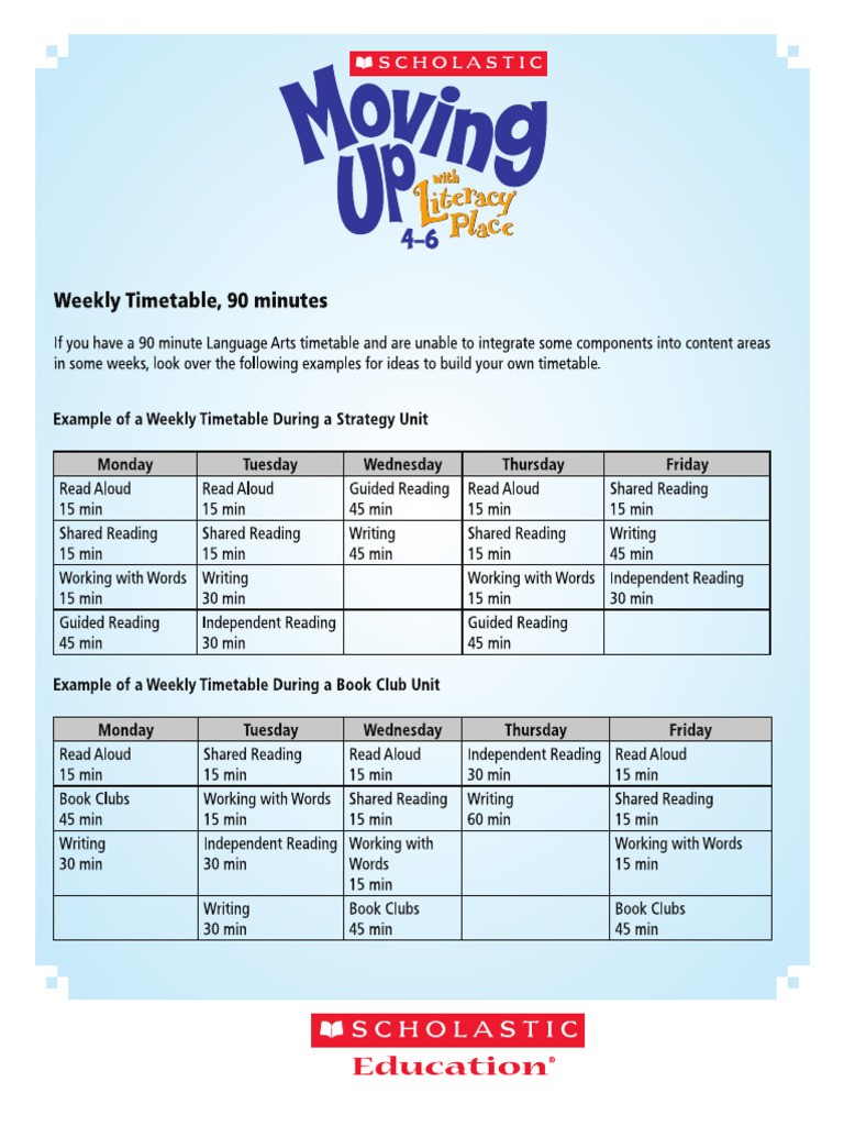 Sample Weekly Timetable | PDF