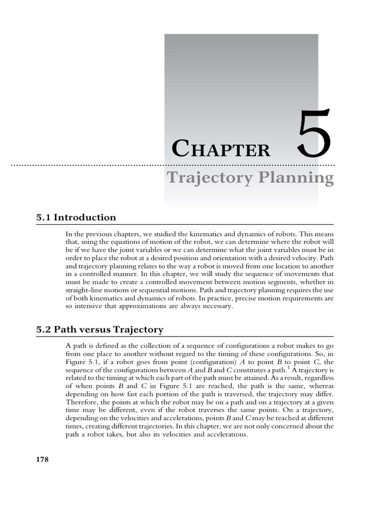 Trajectory Planning Introduction To Robotics Analysis, Control | PDF