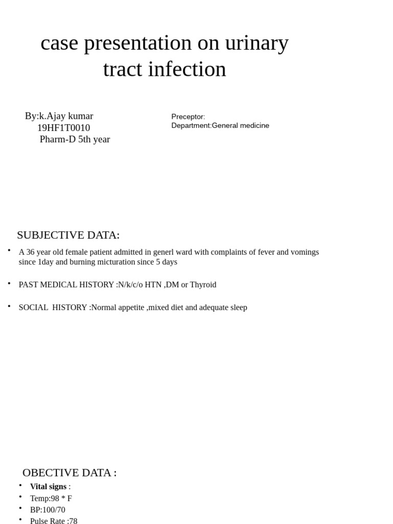 Urinary Tract Infection Case Study | PDF | Urinary Tract Infection ...