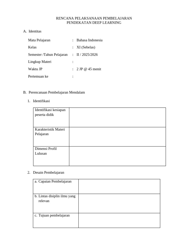 Template RPP Deep Learning | PDF