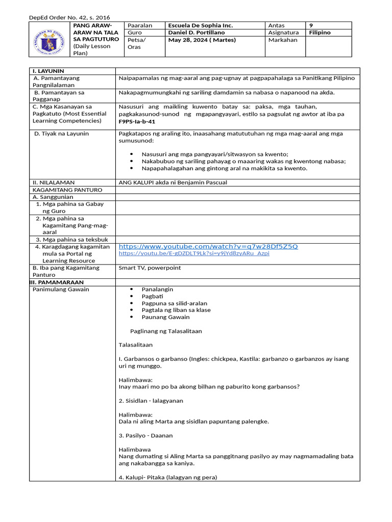 Lesson Plan For Edsci Porti | PDF