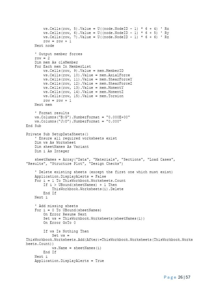 Excel VBA for Structural Analysis Data | PDF