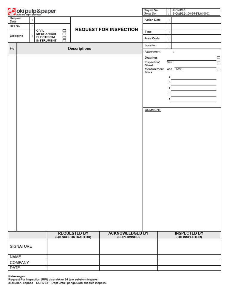 Request for Inspection (RFI) Form | PDF