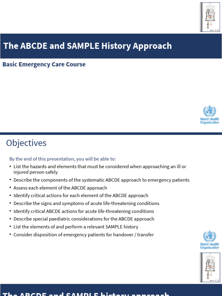 ABCDE and SAMPLE History in Emergency Care | PDF | Breathing | Medical ...