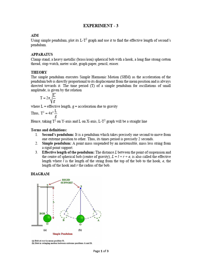 Effective Length of Simple Pendulum | PDF | Pendulum | Classical Mechanics
