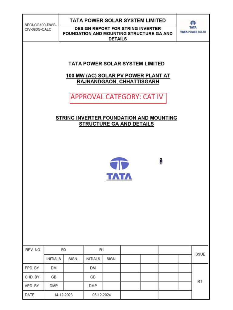 String Inverter Foundation Design Report | PDF | Electric Power ...