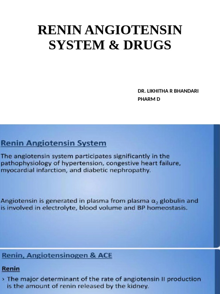 Renin Angiotensin System & Drugs | PDF