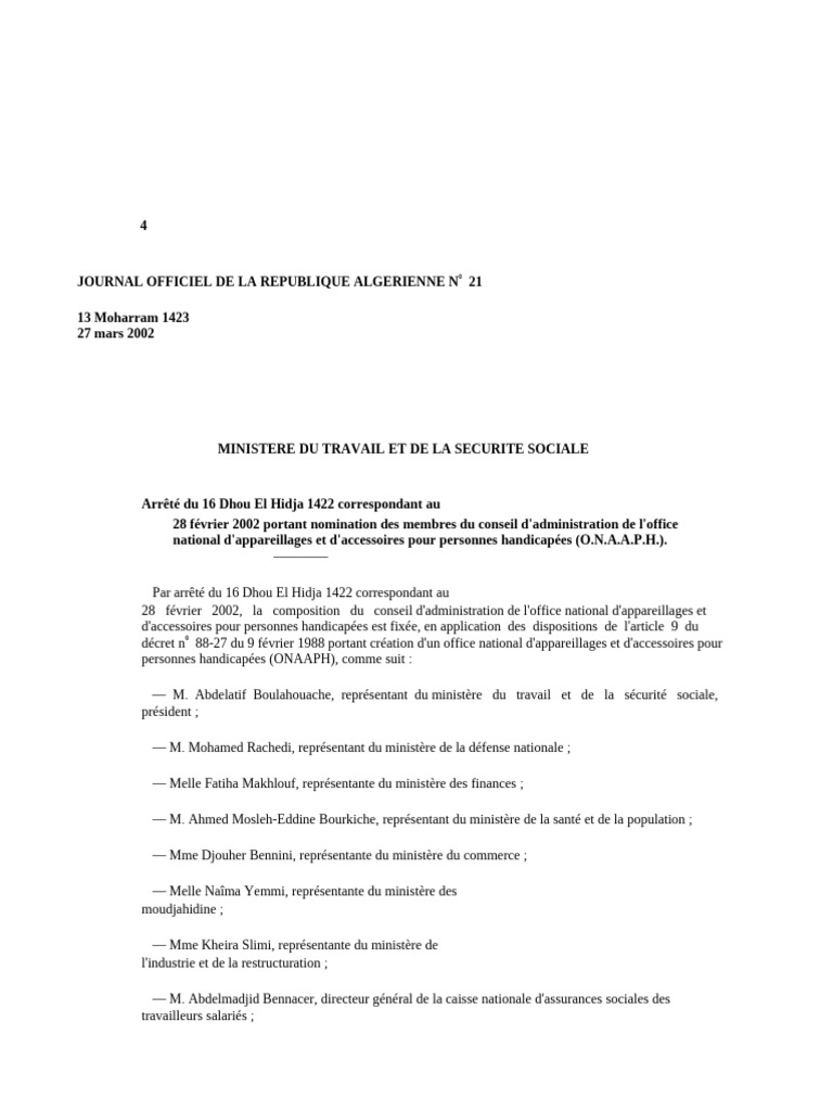 Nomination au Conseil ONAAPH 2002 | PDF | Allaitement | Vaccination