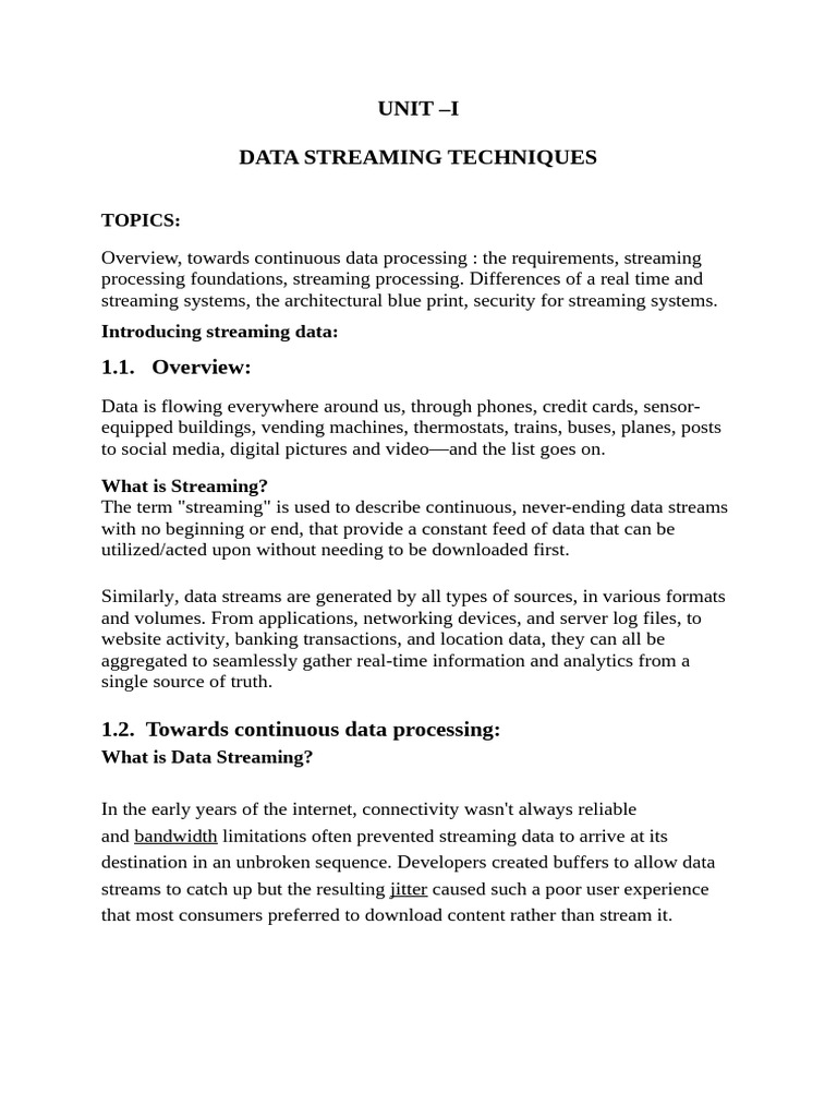 Data Streaming Techniques Overview | PDF | Streaming Media | Internet ...