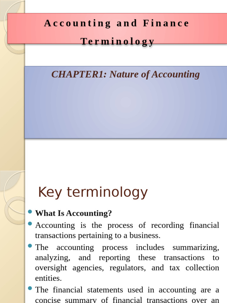 Accounting and Finance Terminology | PDF | Accounting | Financial Services