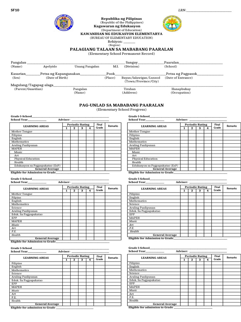 Elementary School Form 137 Overview | PDF