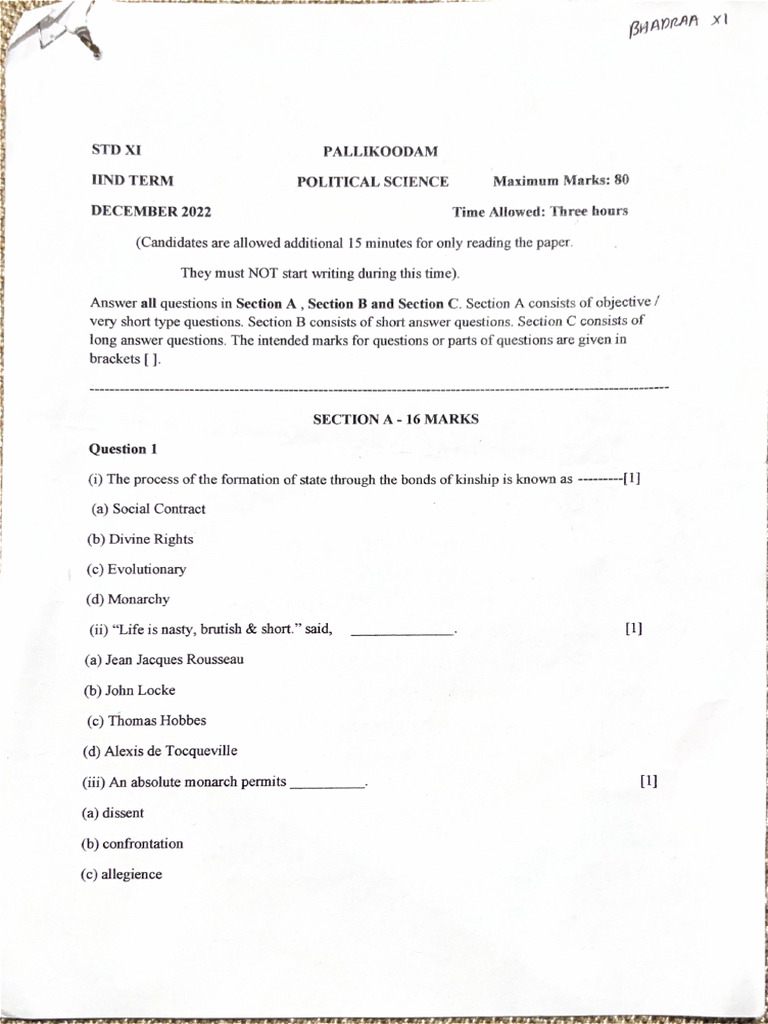 ICSE Political Science XI | PDF