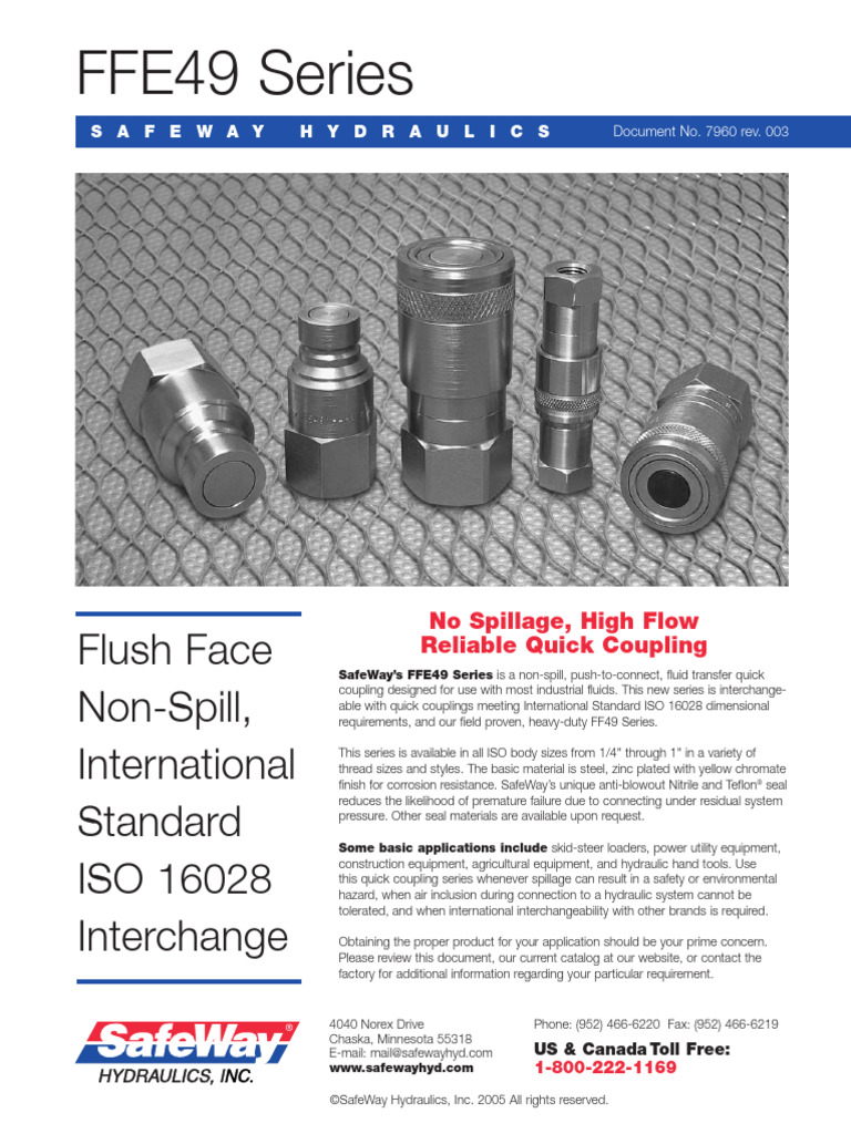SafeWay FFE49 Series Quick Couplings | PDF | Vacuum | Leak