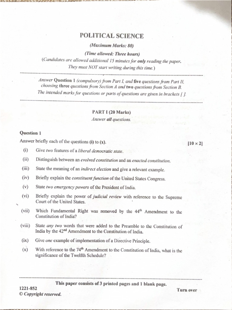 ICSE Political Science XI | PDF